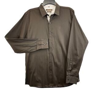 Roberto Cavalli Men's Shirt XL Italian Fit Brown Long Sleeves